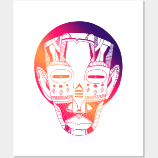 Sunset Sky African Mask No 3 Posters and Art